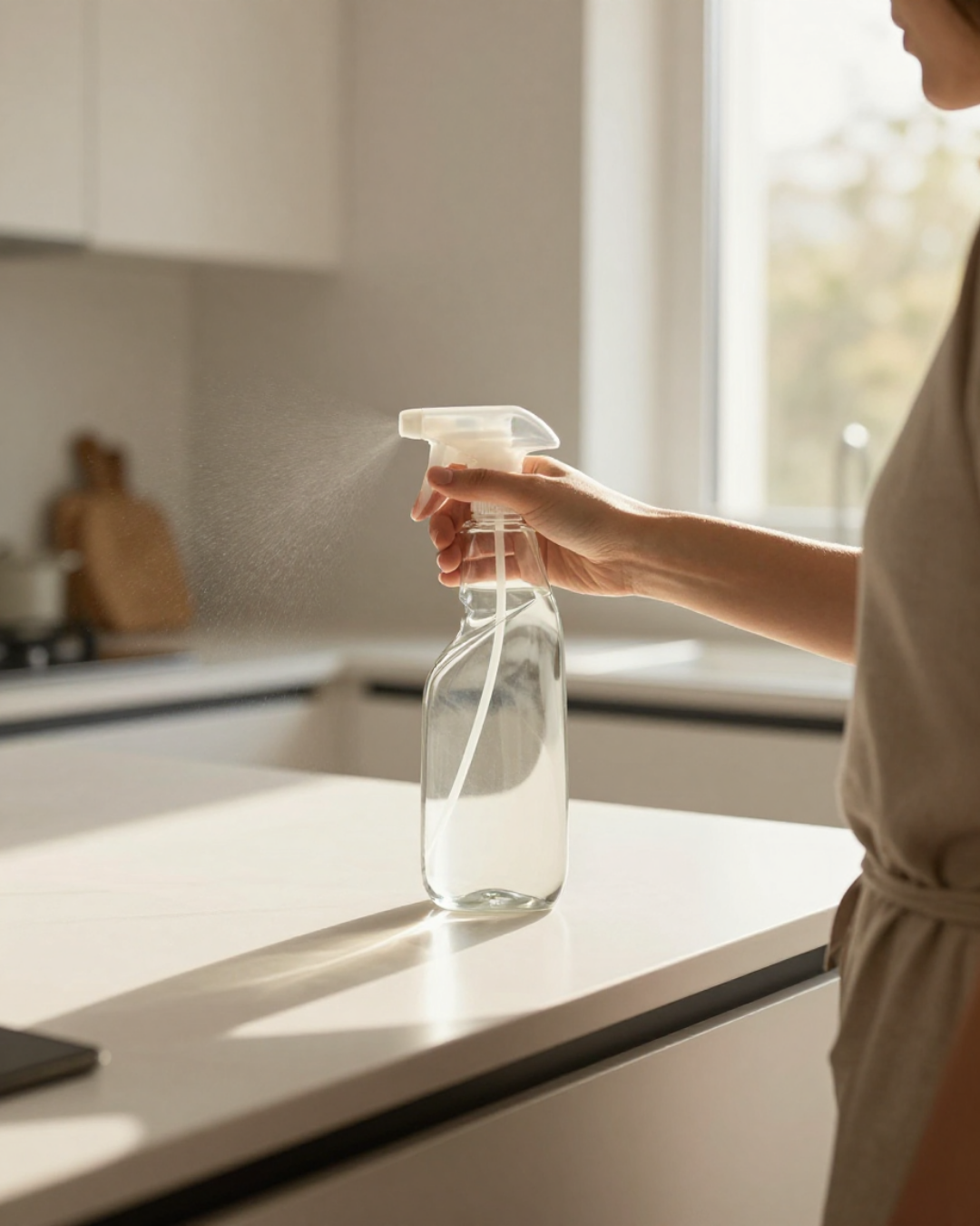 Duurzame schoonmaak starterset met hervulbare fles als alternatief voor wegwerp plastic flessen.