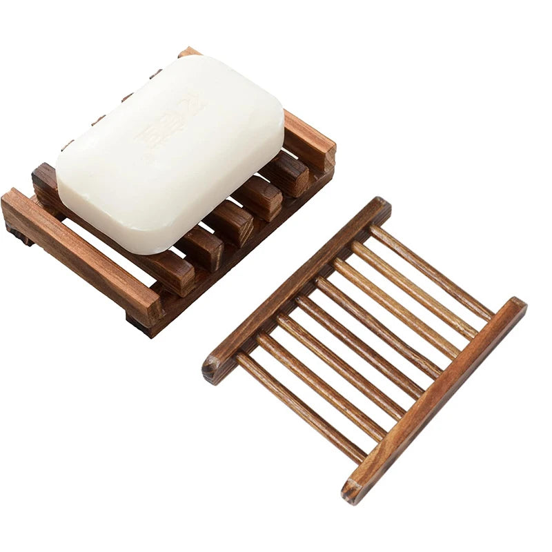 Bamboe zeepbakje met afvoerdesign voor het droog houden van vaste zeep in de badkamer.