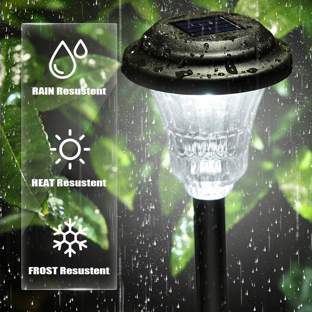 Solar tuinlampen met RGB en warm wit verlichting voor sfeervolle tuinpaden en borders.