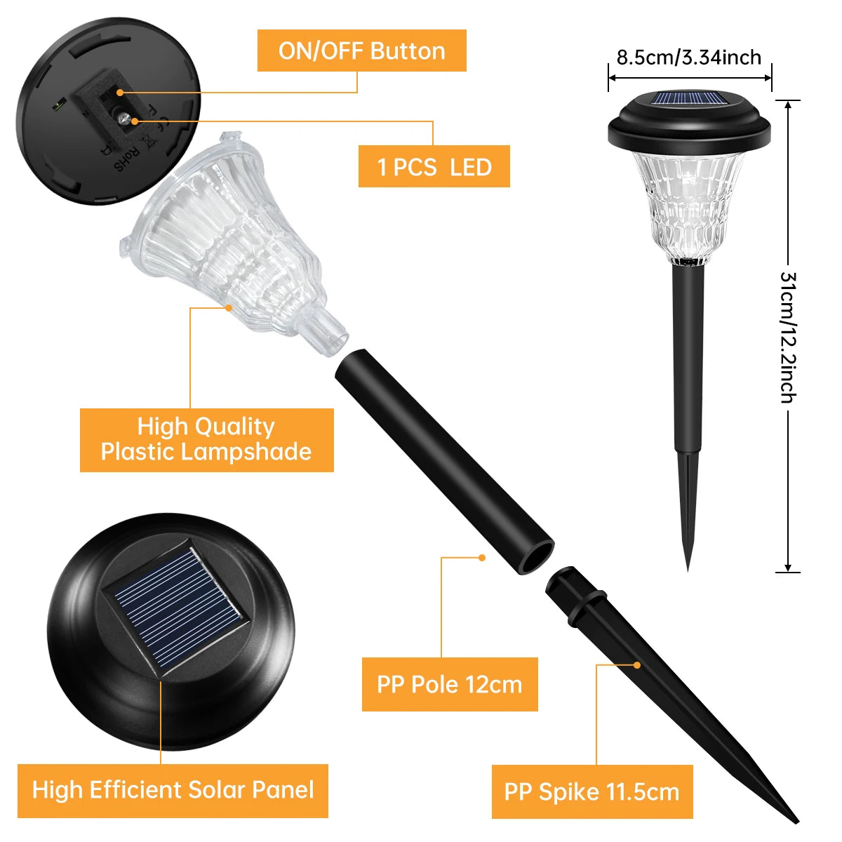 Waterbestendige solar tuinlampen met stervormig lichtpatroon voor tuin en terras.