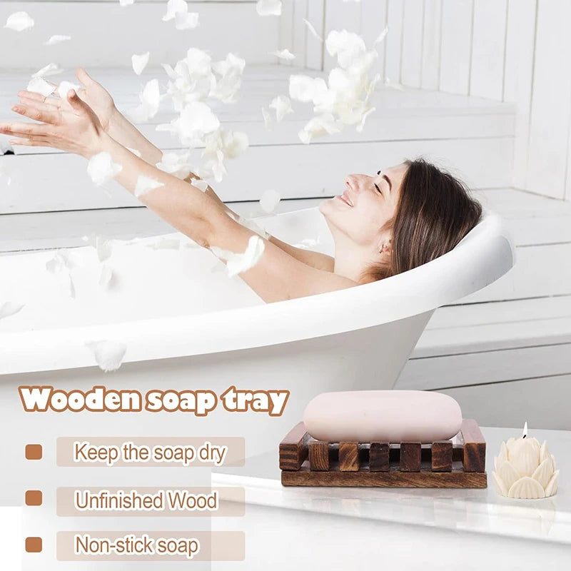 Compact bamboe zeepbakje met slim afwateringssysteem voor badkamer en keuken.