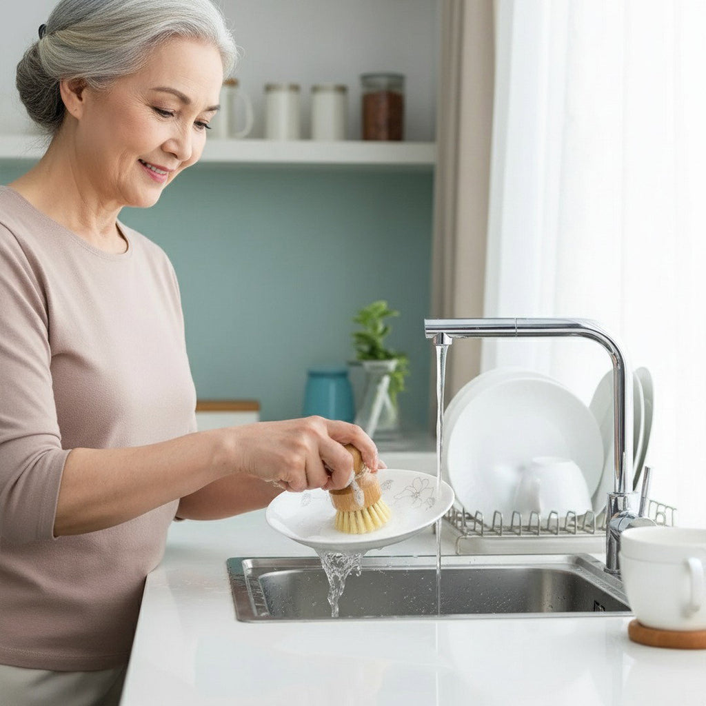 Set van 2 eco afwasborstels met kokos- en sisalvezels voor duurzaam afwassen zonder plastic.